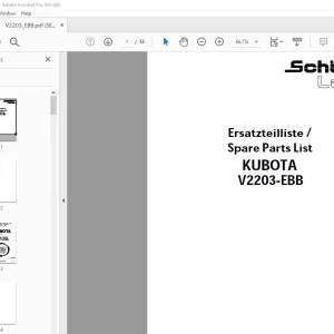 Schaffer Lader Kubota V2203-EBB Parts Manual PDF