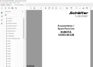 Schaffer Lader Kubota V2203-M-E2B Parts Manual PDF