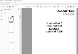 Schaffer Lader Kubota V2403-M-T-E3B Parts Manual PDF