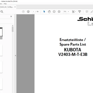 Schaffer Lader Kubota V2403-M-T-E3B Parts Manual PDF