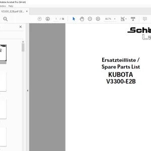 Schaffer Lader Kubota V3300-E2B Parts Manual PDF