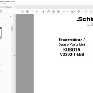 Schaffer Lader Kubota V3300-T-EBB Parts Manual PDF