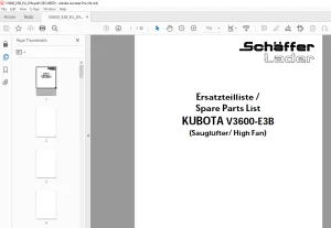 Schaffer Lader Kubota V3600-E3B High Fan Parts Manual PDF