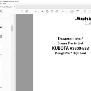 Schaffer Lader Kubota V3600-E3B High Fan Parts Manual PDF