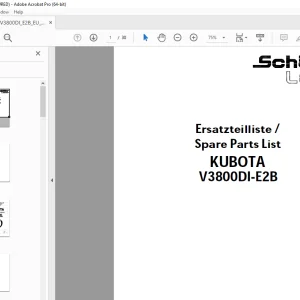 Schaffer Lader Kubota V3800DI-E2B Parts Manual PDF