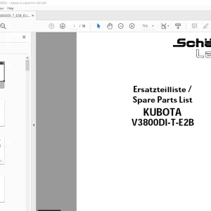 Schaffer Lader Kubota V3800DI-T-E2B Parts Manual PDF