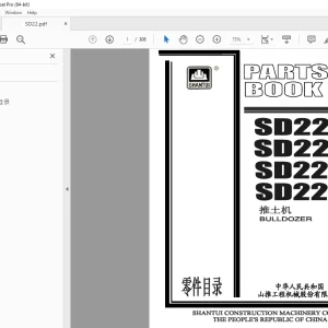 Shantui SD22 SD22E SD22S SD22D Bulldozer Parts Manual - PDF DOWNLOAD
