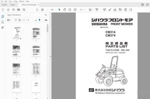 Shibaura CM317 CM374 Front Mower Parts Manual 300830850 - PDF