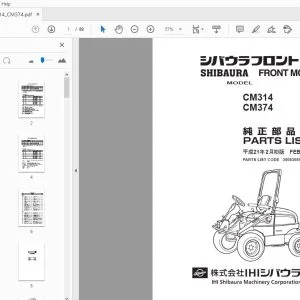 Shibaura CM317 CM374 Front Mower Parts Manual 300830850 - PDF