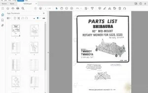 Shibaura TMM60Y TMM60YA TMM60ST Mid Mount Rotary Mower Parts Manual - PDF