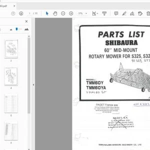 Shibaura TMM60Y TMM60YA TMM60ST Mid Mount Rotary Mower Parts Manual - PDF