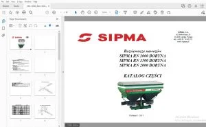 Sipma RN 1000,1500,2000 BORYNA Rozsiewacze nawozów KATALOG CZĘŚCI - PDF