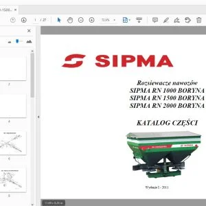 Sipma RN 1000,1500,2000 BORYNA Rozsiewacze nawozów KATALOG CZĘŚCI - PDF