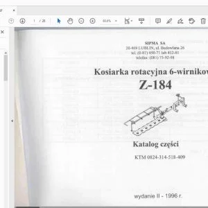 Sipma Z-184 Kosiarka rotacyjna 6-Wirnikowa Katalog czésci - PDF DOWNLOAD