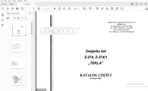 Sipma Z-274, Z-2741 TEKLA Owijarka bel KATALOG CZESCI - PDF DOWNLOAD