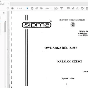 Sipma Z-557 Owijarka Bel KATALOG CZESCI - PDF DOWNLOAD