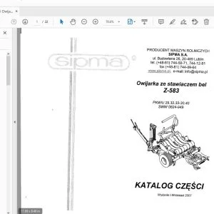 Sipma Z-583 Owijarka Ze Stawiaczem bel KATALOG CZĘŚCI - PDF DOWNLOAD