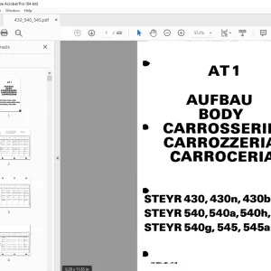 Steyr 430 430n 430b 540 540a 540h 540s 540g 545 545a Body Parts Manual PDF