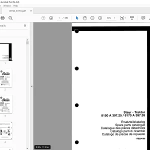 Steyr 8150 A 397.25 / 8170 A 397.35 Traktor Parts Manual - PDF DOWNLOAD