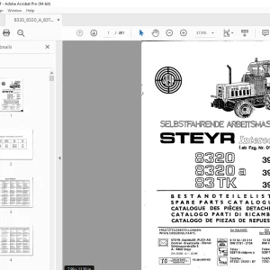 Steyr 8320 8320a 83TK Traktor Parts Manual - PDF DOWNLOAD