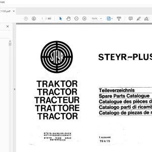 Steyr 870 980 1100 Tractor Parts Manual - PDF DOWNLOAD