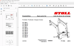 Stoll FC 250L FC 250H FC 250P FC 350L FC 350H FC 350P FC 450H FC 450P FC 550H FC 550P Frontloader Parts Manual PDF
