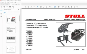 Stoll FC 250L FC 250H FC 350L FC 350H FC 350P FC 450H FC 450P FC 550H FC 550P Parts Manual PDF