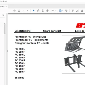 Stoll FC 250L FC 250H FC 350L FC 350H FC 350P FC 450H FC 450P FC 550H FC 550P Parts Manual PDF