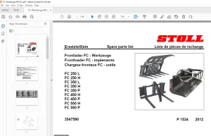 Stoll FC 250L FC 250H FC 350L FC 350H FC 350P FC 450H FC 450P FC 550H FC 550P  Parts Manual PDF