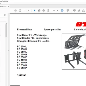 Stoll FC 250L FC 250H FC 350L FC 350H FC 350P FC 450H FC 450P FC 550H FC 550P  Parts Manual PDF