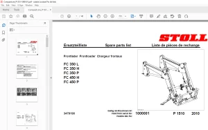 Stoll FC 350L FC 350H FC 350P FC 450H FC 450P Frontloader Parts Manual SN 1000001 PDF