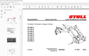 Stoll FE 650P FE 750P FE 850P FE 950P FE 650H FE 750H FE 850H FE 950H Parts Manual PDF