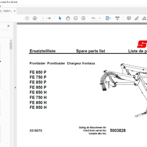 Stoll FE 650P FE 750P FE 850P FE 950P FE 650H FE 750H FE 850H FE 950H Parts Manual PDF