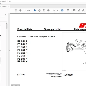 Stoll FE 650P FE 750P FE 850P FE 950P FE 650H FE 750H FE 850H FE 950H Frontloader Parts Manual PDF