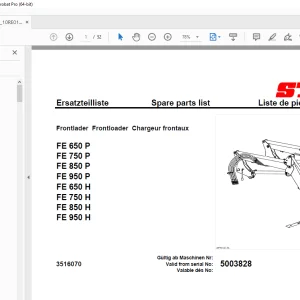 Stoll FE 650P FE 750P FE 850P FE 950P FE 650H FE 750H FE 850H FE 950H Parts Manual PDF