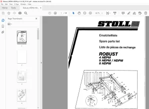 Stoll Robust 4 HEPM 5 HEPM / HDPM 8 HDPM Parts Manual PDF