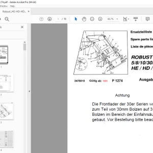 Stoll Robust 5/8/10/30/31/50/51/HE/HD/HDP P 1274 Parts Manual - PDF