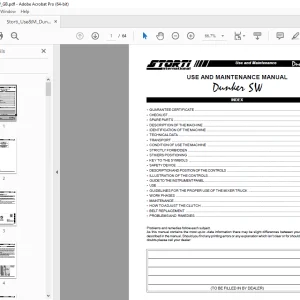 Storti Dunker SW Use & Maintenance Manual - PDF DOWNLOAD
