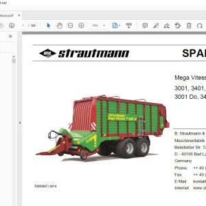 Strautmann Mega Vitesse CFS 3001, 3401, 3801, 3001 Do, 3401 Do, 3801 Do  Parts Manual PDF
