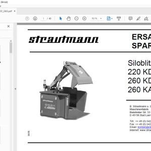 Strautmann Siloblitz 220 KD - 220 SD 260 KD - 260 SD 260 KA - 260 SA Parts Manual PDF