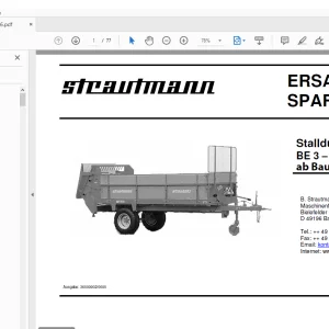 Strautmann Stalldungstreuer BE 3 – BE 6 ab Baujahr 1996 ERSATZTEILE PDF