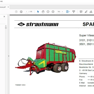 Strautmann Super Vitesse CFS 3101, 3101 DO 3501, 3501 DO Parts Manual PDF