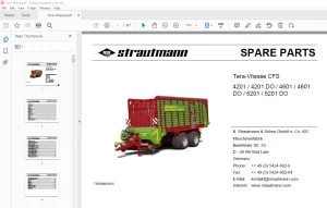 Strautmann Tera-Vitesse CFS 4201 / 4201 DO / 4601 / 4601 DO / 5201 / 5201 DO Parts Manual PDF