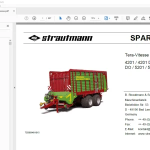 Strautmann Tera-Vitesse CFS 4201 / 4201 DO / 4601 / 4601 DO / 5201 / 5201 DO Parts Manual PDF