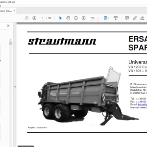Strautmann Universalstreuer VS 1203 E-L – VS 1603 VS 1803 – VS 2003 Ersatzteile PDF