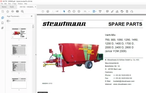 Strautmann Verti-Mix 750, 900, 1050, 1250, 1450, 1200D, 1400D, 1700D, 2000D, 2400D, 2800D Parts Manual PDF