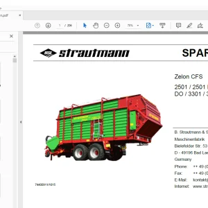 Strautmann Zelon CFS 2501 / 2501 DO / 2901 / 2901 DO / 3301 / 3301 DO Parts Manual PDF