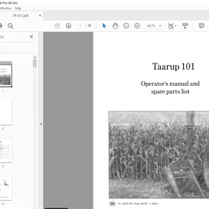 Taarup 101 Forage Harvester Operator's & Parts Manual - PDF DOWNLOAD