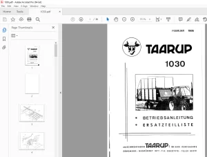 Taarup 1030 Loader wagon BETRIEBSANLEITUNG ERSATZTEILLISTE - PDF DOWNLOAD
