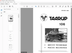 Taarup 106 Forage Harvester Parts Manual - PDF DOWNLOAD